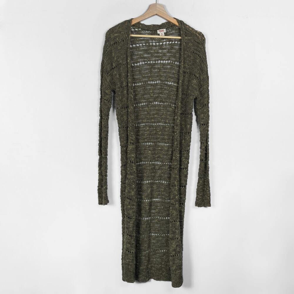 Mossimo Supply Co. Open Knit Long Cardigan Maxi Sweater Green Small